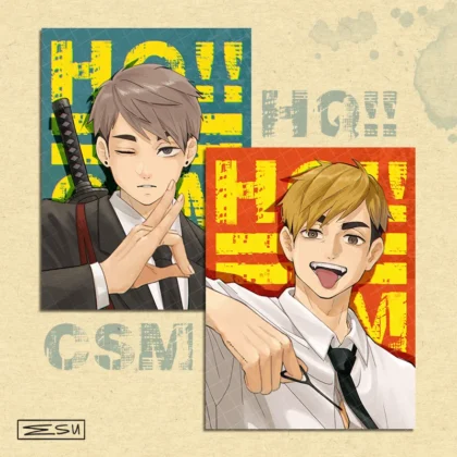 Miya Twins Haikyuu!! X Chainsaw Man Art Print